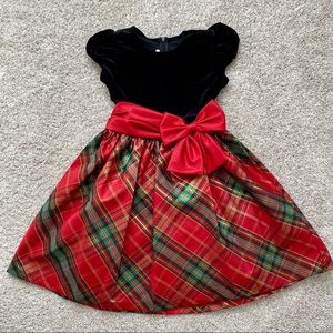 Bonnie Jean Red and Black Velvet Christmas Dress